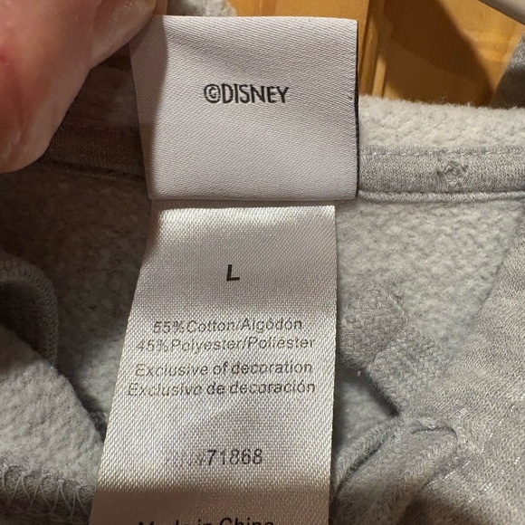 DISNEY Minnie Mouse Heather Gray Embroidered Flowers Bow Hoodie women’s size L - Picture 5 of 9